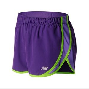 NEW BALANCE Accelerate Shorts With Drawstring Waistband Green/Purple Size Small